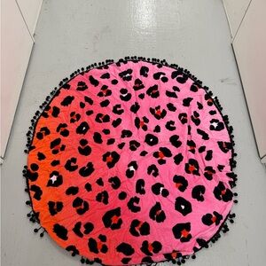 Cotton On Pink & Gray Leopard Spot Round Towel